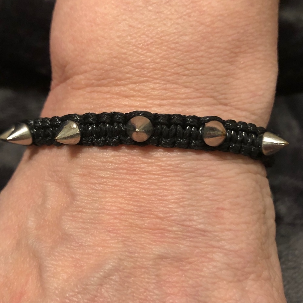 Black Corded Adjustable Studded Bracelet